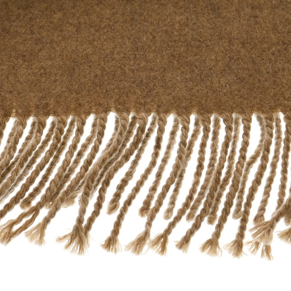 HERMES(エルメス) レクトヴェルソ マロン グラッセ ロゴ刺繍 カシミヤ フリンジマフラー ベージュ