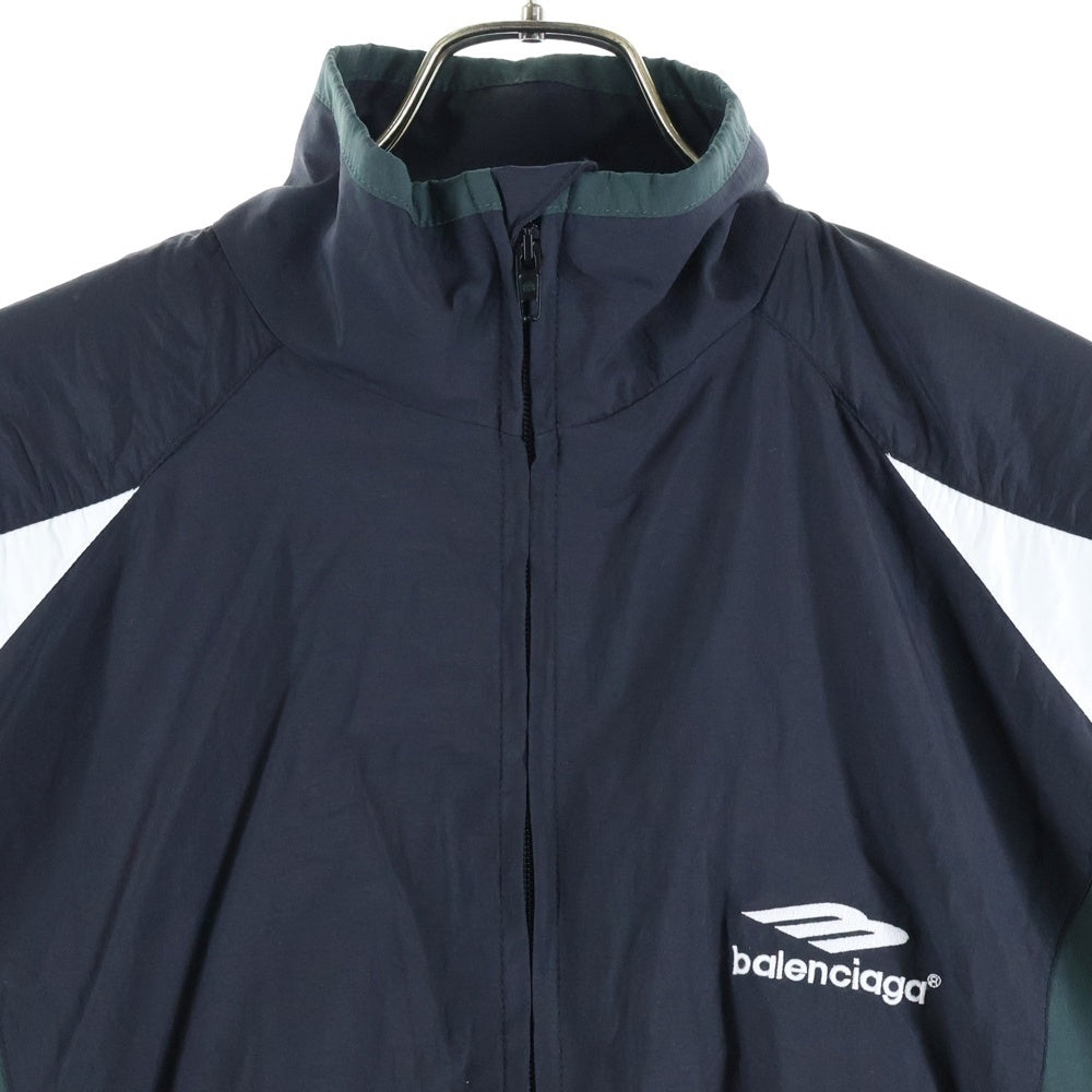 BALENCIAGA(バレンシアガ) 23SS 3B ICON TRACKSUIT トラックスーツロゴナイロンジャケット ブルゾン ブラック/グリーン 725276 TNO79