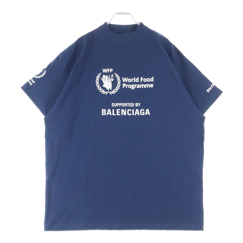 BALENCIAGA(バレンシアガ) World Food Programme ワールドフードプログラム ロゴプリント クルーネック 半袖Tシャツ カットソー ネイビー 739028