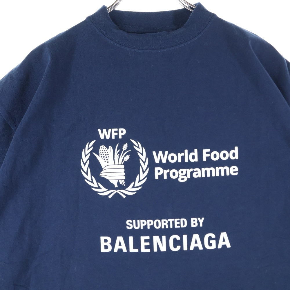 BALENCIAGA(バレンシアガ) World Food Programme ワールドフードプログラム ロゴプリント クルーネック 半袖Tシャツ カットソー ネイビー 739028