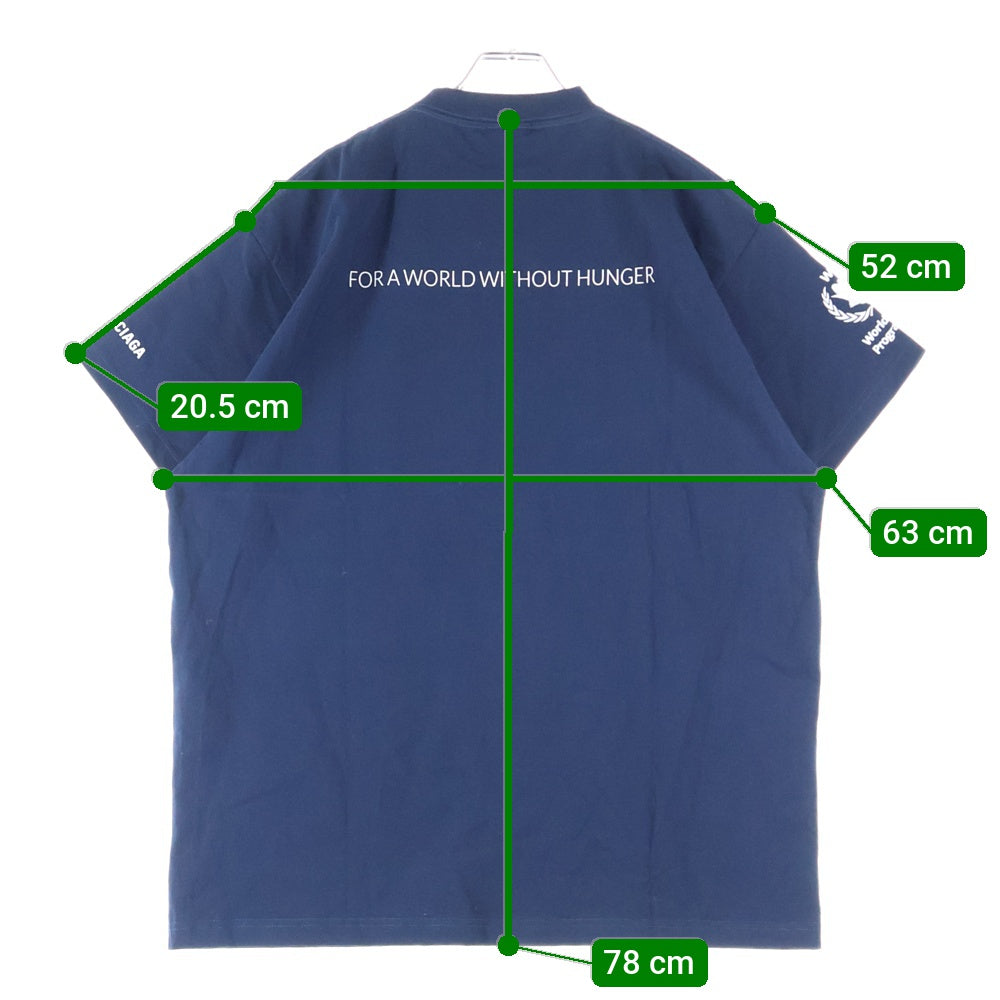 BALENCIAGA(バレンシアガ) World Food Programme ワールドフードプログラム ロゴプリント クルーネック 半袖Tシャツ カットソー ネイビー 739028