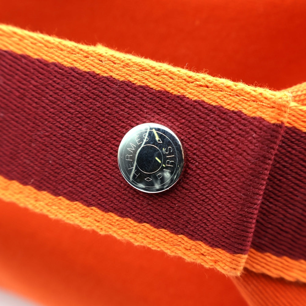 HERMES(エルメス) ブリッド ア ブラック ハンドバッグ オレンジ キャンバス ポーチ オレンジ コットン
