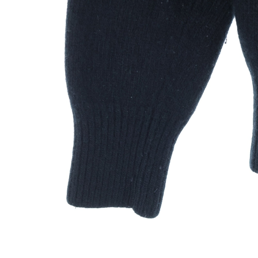 JIL SANDER(ジルサンダー) フロントジップ デザイン カシミヤ混 ウール クルーネック プルオーバー 長袖ニット セーター ブラック NM751118MY21016842