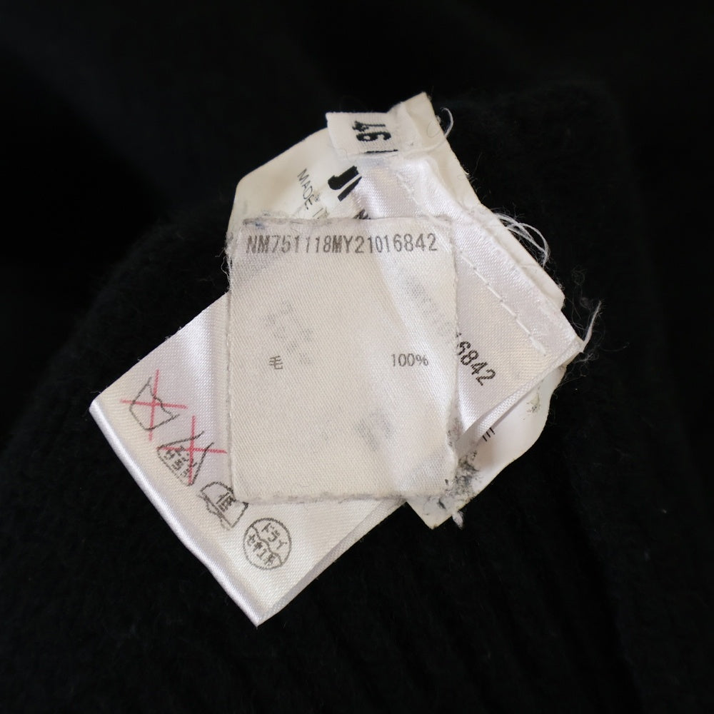 JIL SANDER(ジルサンダー) フロントジップ デザイン カシミヤ混 ウール クルーネック プルオーバー 長袖ニット セーター ブラック NM751118MY21016842