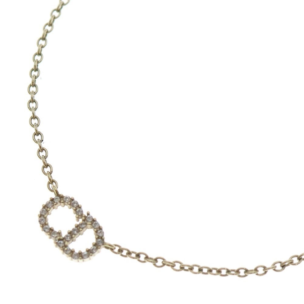 Christian Dior(クリスチャンディオール) ラインストーン CDロゴネックレス ペンダント チェーン ゴールド金具