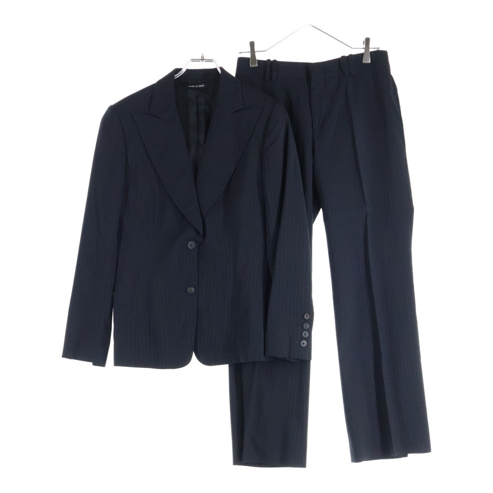 GUCCI(グッチ) セットアップスーツ ストライプ総柄 ウール 2B ピークドラペル テーラードジャケット ノータック スラックスパンツ ブラック 207-1362-7298/201-0955-7298