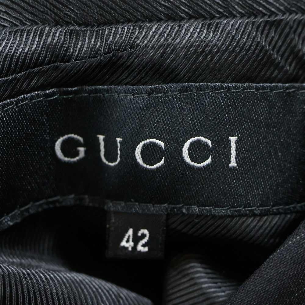 GUCCI(グッチ) セットアップスーツ ストライプ総柄 ウール 2B ピークドラペル テーラードジャケット ノータック スラックスパンツ ブラック 207-1362-7298/201-0955-7298