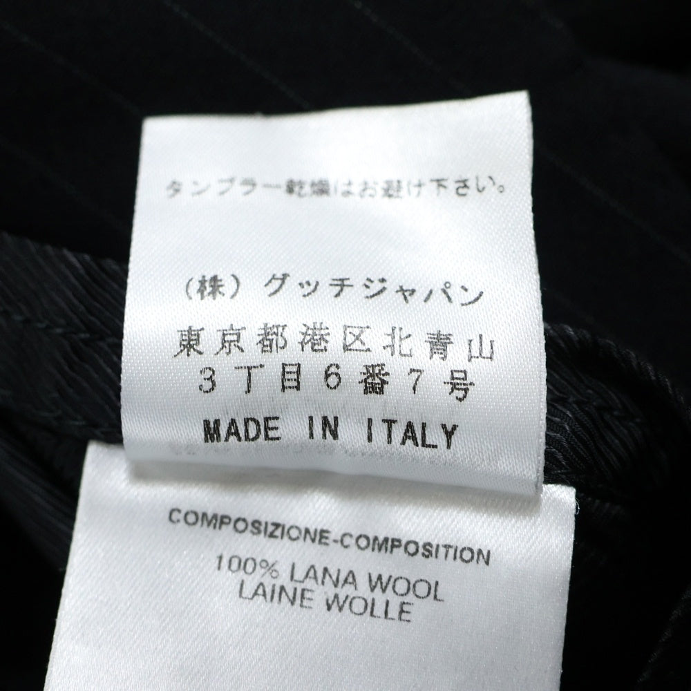 GUCCI(グッチ) セットアップスーツ ストライプ総柄 ウール 2B ピークドラペル テーラードジャケット ノータック スラックスパンツ ブラック 207-1362-7298/201-0955-7298