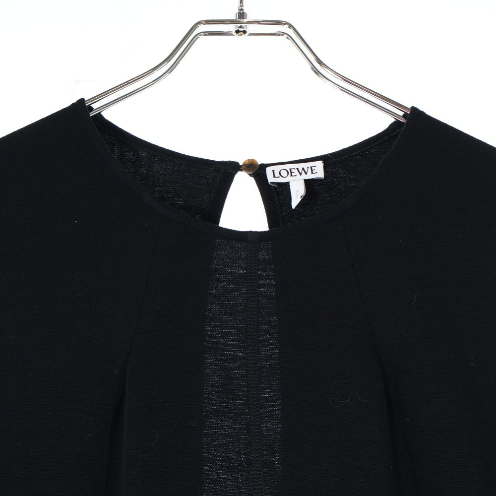 LOEWE(ロエベ) 21AW 変形 キモノスリーブ クルーネック レーヨン ロング フレア ワンピース ドレス ブラック レディース S540Y09XAK