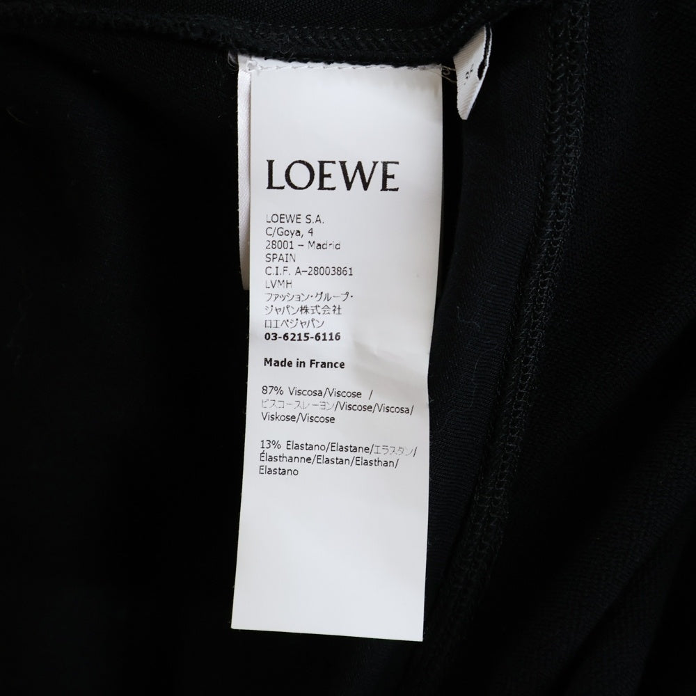 LOEWE(ロエベ) 21AW 変形 キモノスリーブ クルーネック レーヨン ロング フレア ワンピース ドレス ブラック レディース S540Y09XAK
