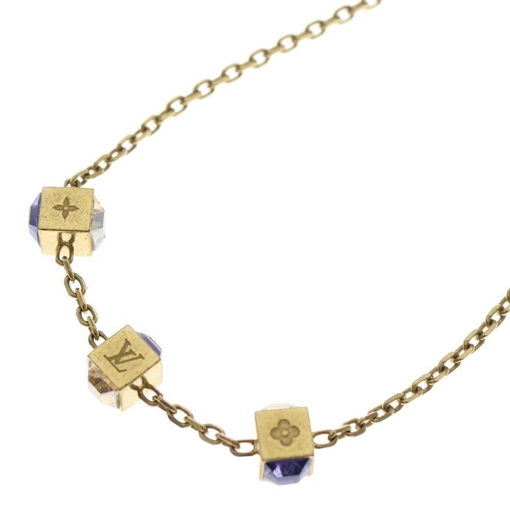 LOUIS VUITTON(ルイヴィトン) LV コリエ ギャンブル ラインストーン付チェーンネックレス ゴールド M65096