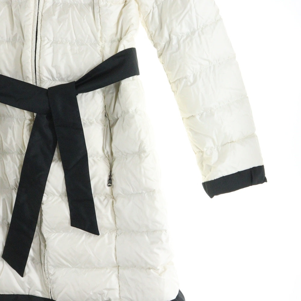 Max Mara(マックスマーラ) バイカラー リバーシブル フーデッド ジップアップ ダウン ロング ジャケット コート ホワイト/ブラック レディース 54860463