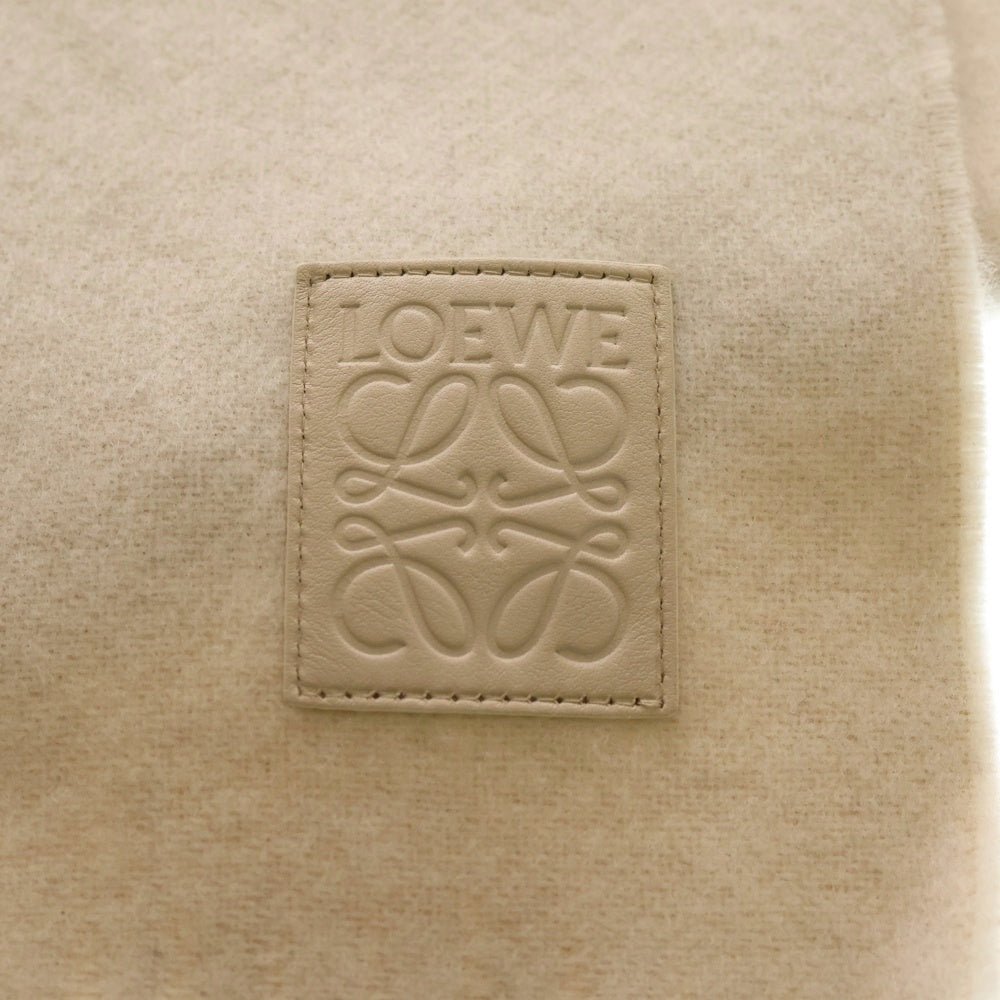 LOEWE(ロエベ) アナグラム フリンジマフラー アイボリー×ベージュ カシミヤ×ウール レディース