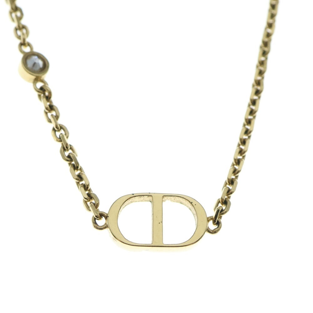 Christian Dior(クリスチャンディオール) CDロゴラインストーン スターダブルネックレス ペンダント チェーン ゴールド GP レディース