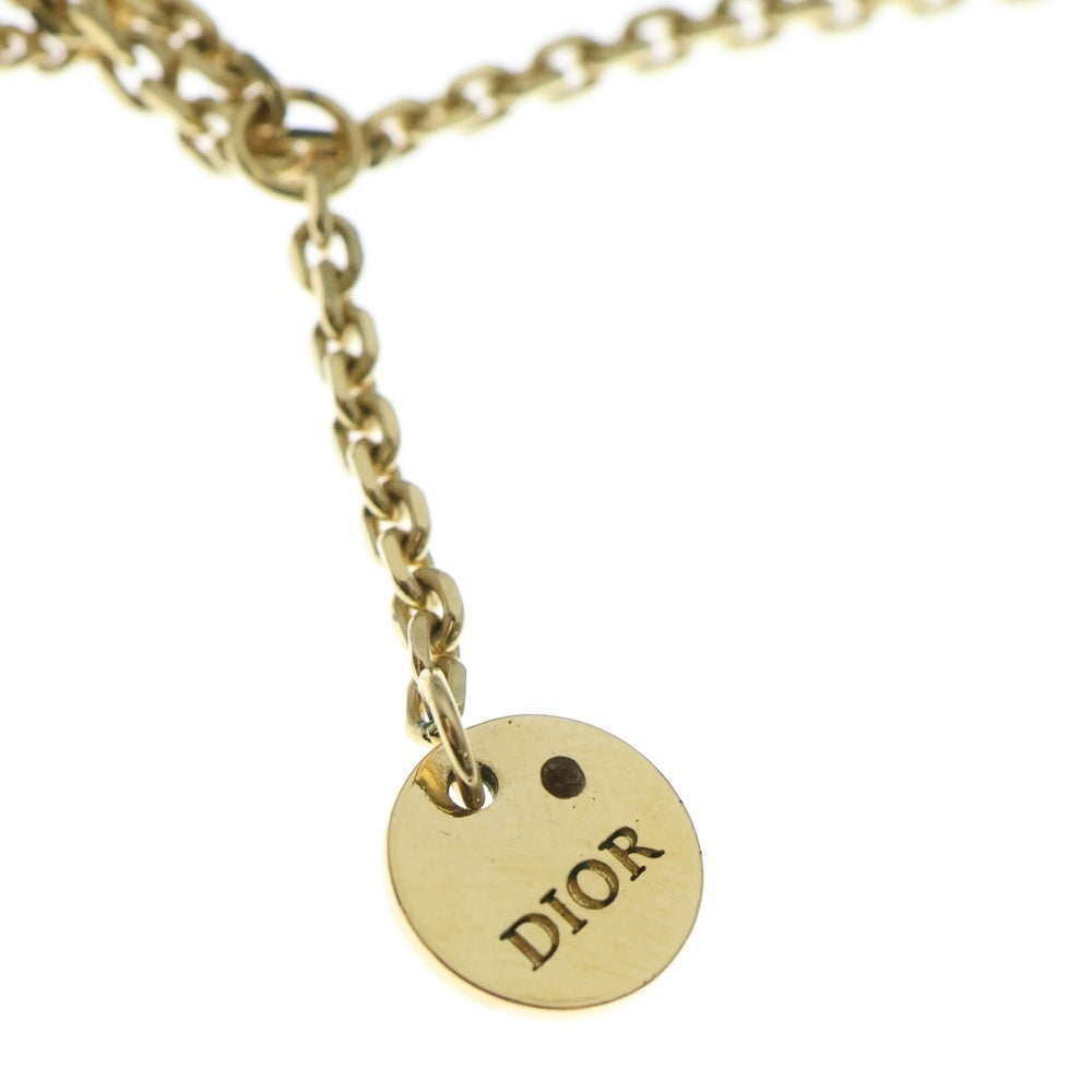 Christian Dior(クリスチャンディオール) CDロゴラインストーン スターダブルネックレス ペンダント チェーン ゴールド GP レディース