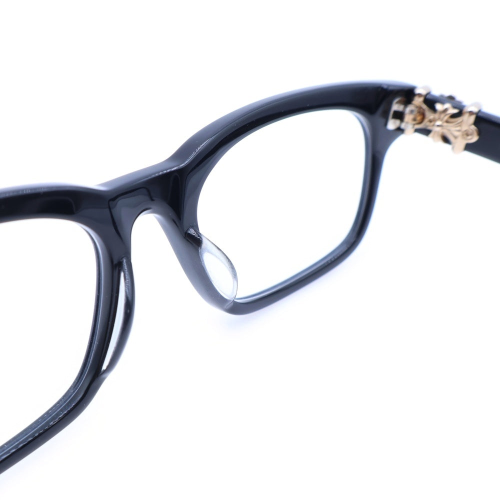 CHROME HEARTS(クロムハーツ) VAGILANTE ヴァジランテ クロステンプル スクエアフレーム クリアレンズ メガネ 眼鏡 アイウェア ブラック/ゴールド