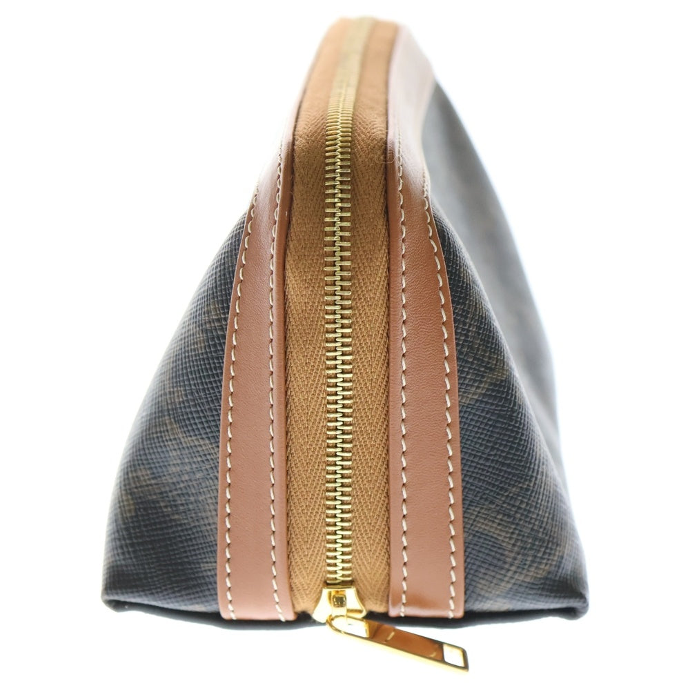 CELINE(セリーヌ) トリオンフ コスメティックポーチ ケース ブラウン PVCレザー ゴールド金具