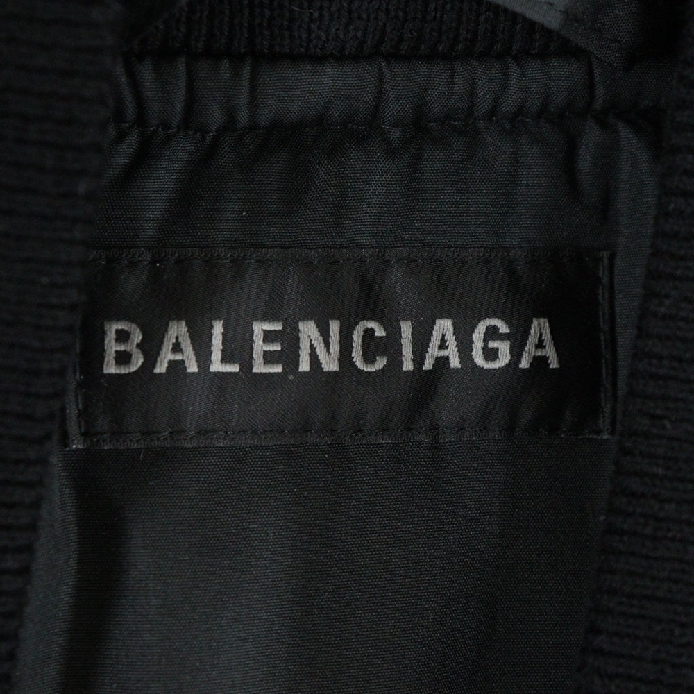 BALENCIAGA(バレンシアガ) 25AW Large fit Bomber Jacket MA-1 ラージフィットボンバージャケット ワッペン付ナイロンブルゾン ブラック 839101 T0004