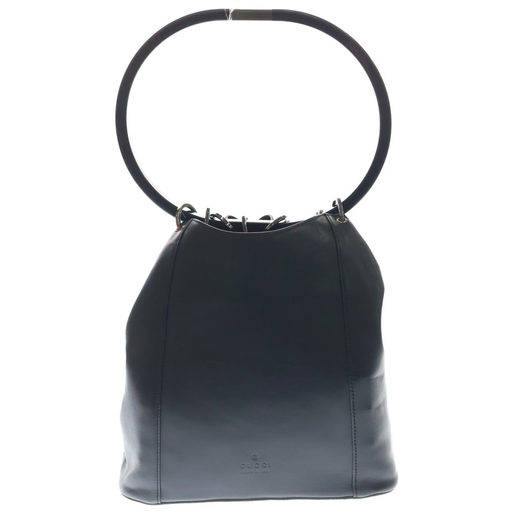 GUCCI(グッチ) ロゴ ハンドバッグ ミニバッグ ブラック レザー 001 3750 002113 シルバー金具 レディース