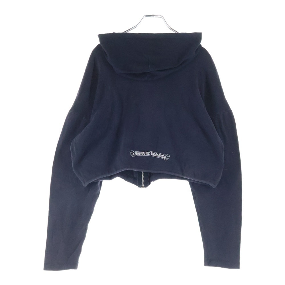 CHROME HEARTS(クロムハーツ) ダガープリント クロップド ショート丈 ジップアップスウェットパーカー フーディー ネイビー レディース