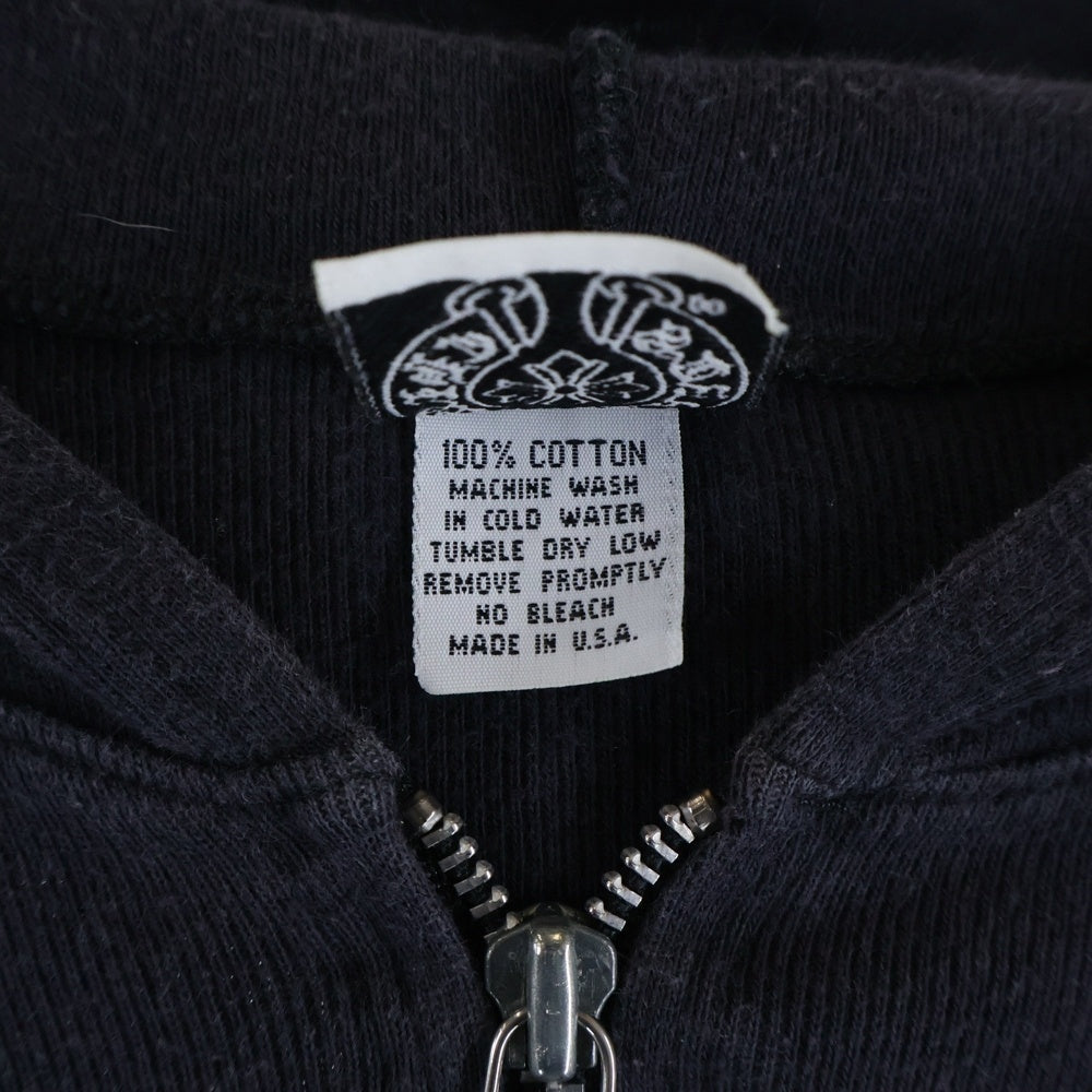 CHROME HEARTS(クロムハーツ) ダガープリント クロップド ショート丈 ジップアップスウェットパーカー フーディー ネイビー レディース