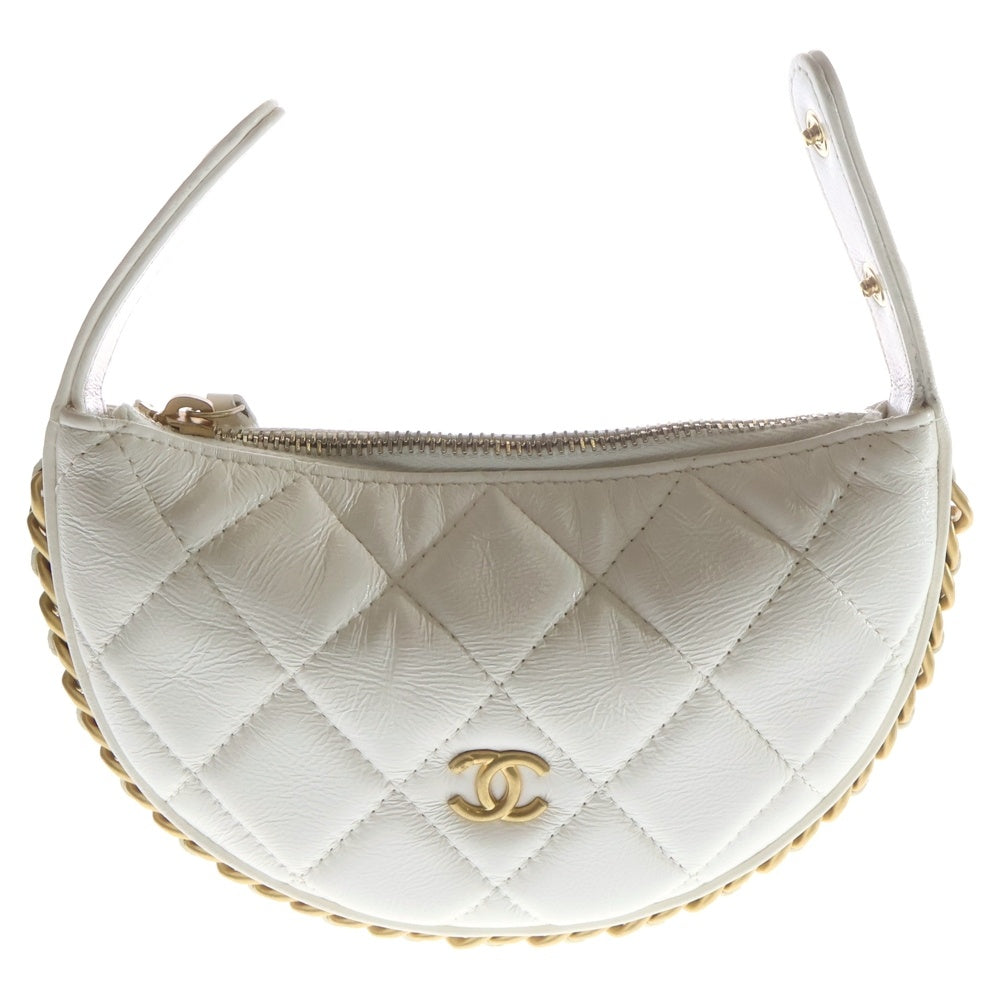 CHANEL(シャネル) マトラッセ23 ココマーク ラムスキン レザーミニポーチ ホワイト GD金具 AP4692 レディース