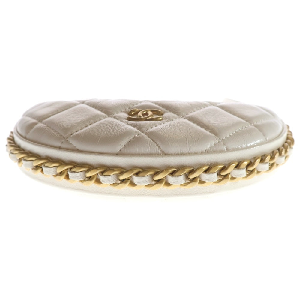 CHANEL(シャネル) マトラッセ23 ココマーク ラムスキン レザーミニポーチ ホワイト GD金具 AP4692 レディース