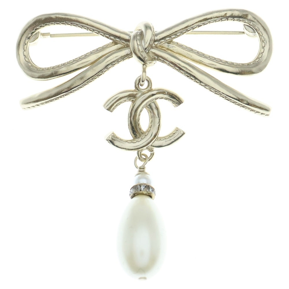 CHANEL(シャネル) ココマーク リボンブローチ ゴールド GP A22S アクセサリー レディース