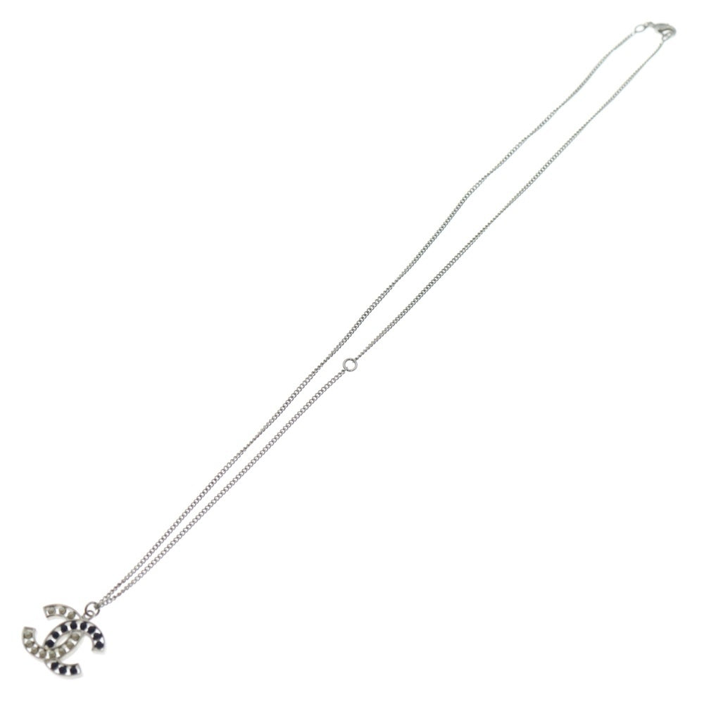 CHANEL(シャネル) ココマーク パール ペンダント ネックレス チェーン シルバー×ホワイト×ネイビー レディース