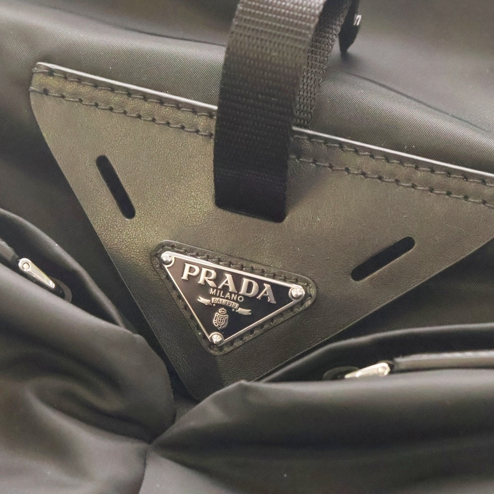 PRADA(プラダ) リナイロン バッグパック リュックサック ブラック ナイロン レザー 2VZ108 シルバー金具