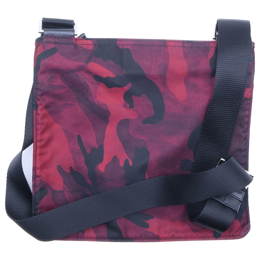 PRADA(プラダ) ナイロン ショルダーバック ミニバッグ レッド×ブラック ナイロン VA251M シルバー金具