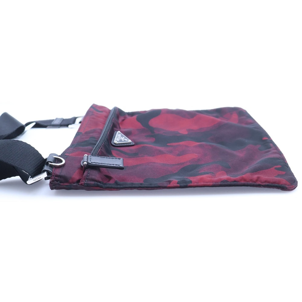 PRADA(プラダ) ナイロン ショルダーバック ミニバッグ レッド×ブラック ナイロン VA251M シルバー金具