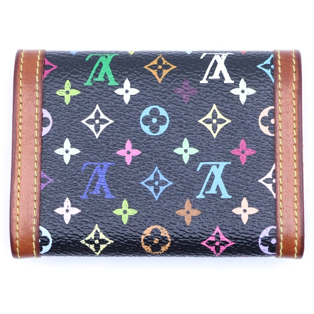 LOUIS VUITTON(ルイヴィトン) モノグラムマルチカラー ポルトモネ・プラ コンパクトウォレット ミニ財布 コインケース ブラック ノワール レザー×PVC M92656 ゴールド金具 レディース