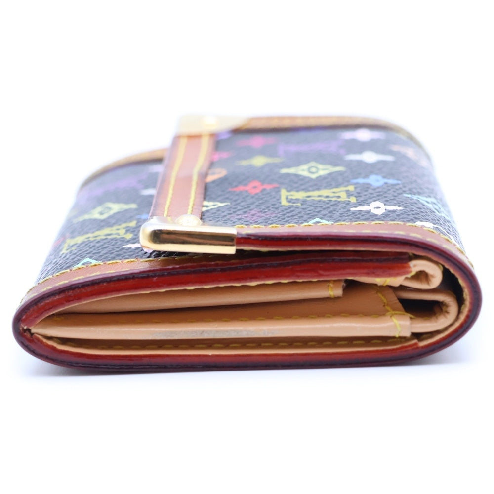 LOUIS VUITTON(ルイヴィトン) モノグラムマルチカラー ポルトモネ・プラ コンパクトウォレット ミニ財布 コインケース ブラック ノワール レザー×PVC M92656 ゴールド金具 レディース