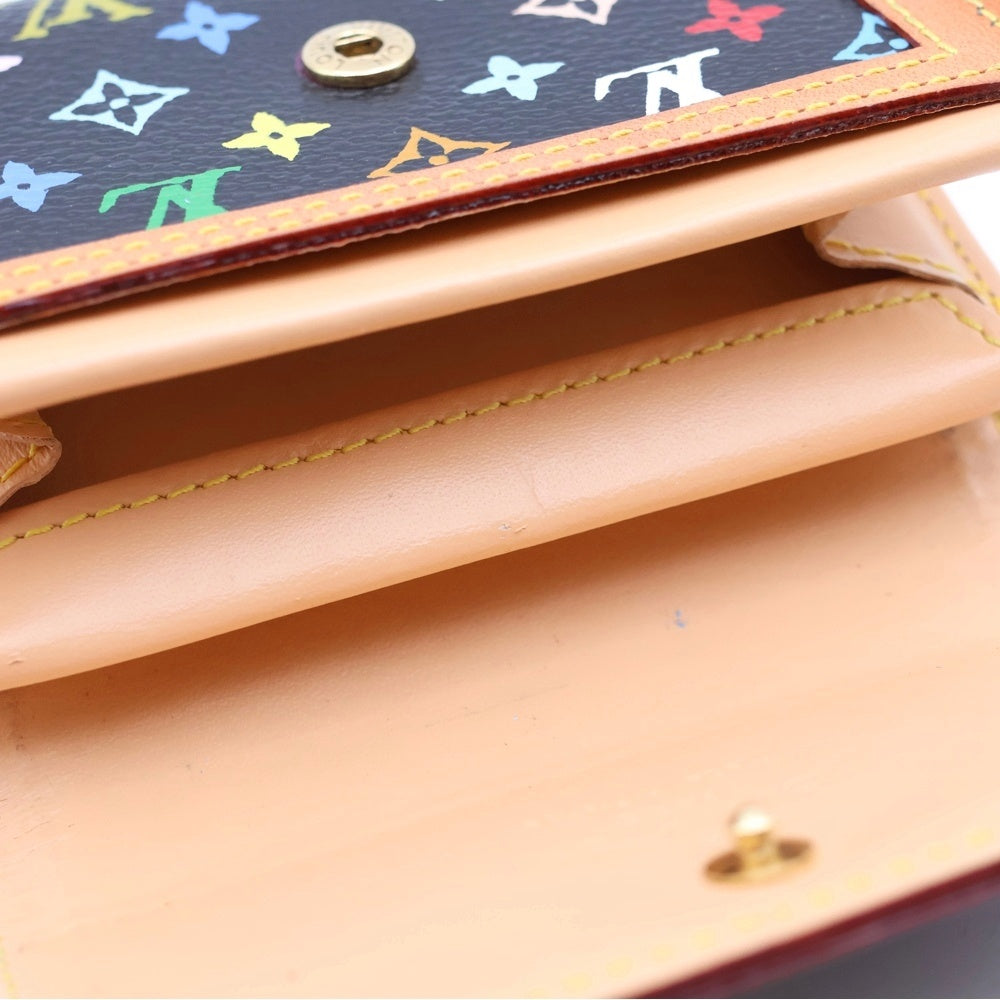 LOUIS VUITTON(ルイヴィトン) モノグラムマルチカラー ポルトモネ・プラ コンパクトウォレット ミニ財布 コインケース ブラック ノワール レザー×PVC M92656 ゴールド金具 レディース