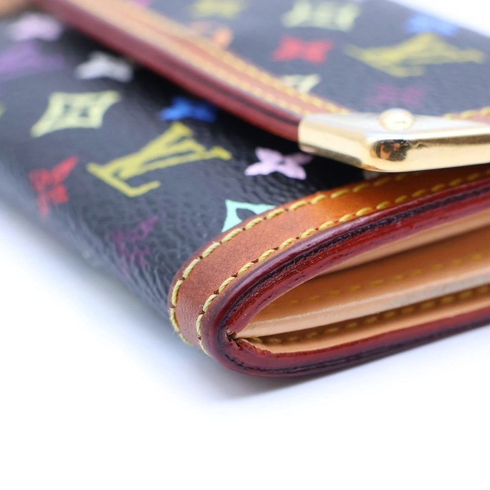 LOUIS VUITTON(ルイヴィトン) モノグラムマルチカラー ポルトモネ・プラ コンパクトウォレット ミニ財布 コインケース ブラック ノワール レザー×PVC M92656 ゴールド金具 レディース