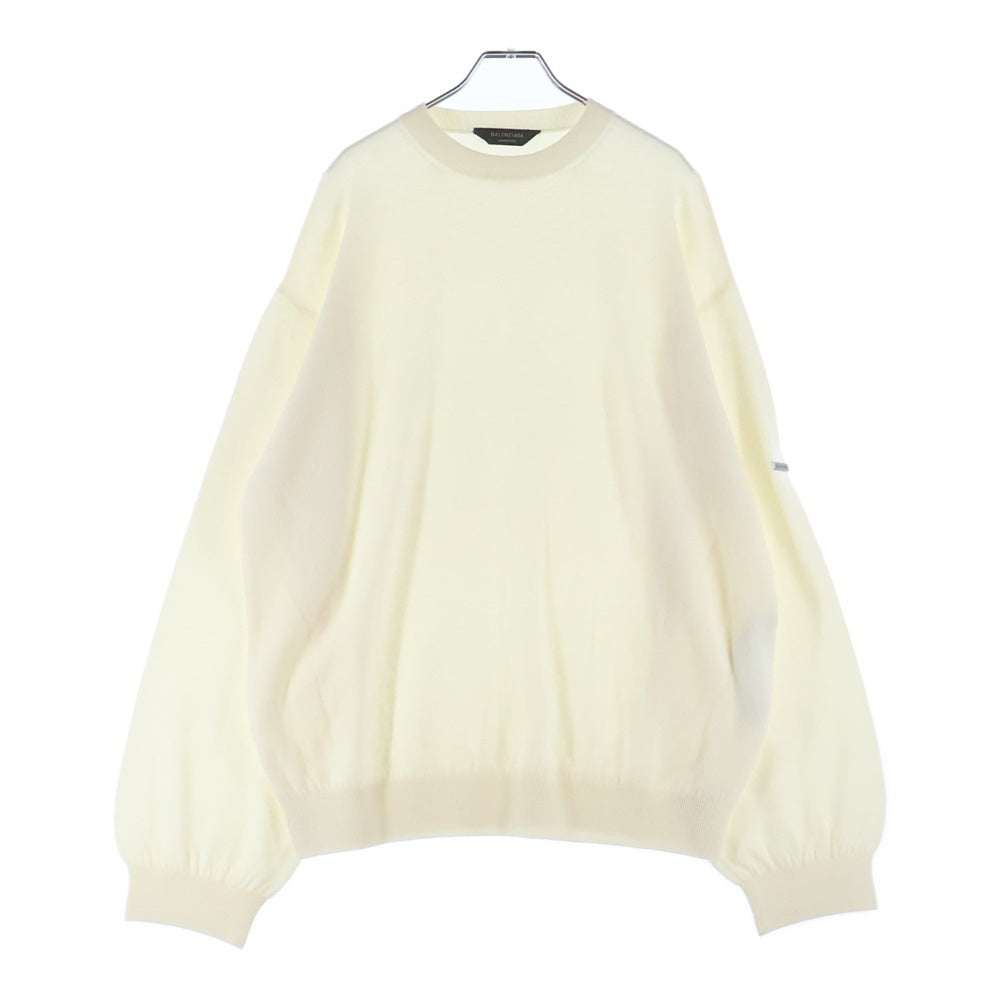 BALENCIAGA(バレンシアガ) ロゴメタルプレート カシミヤニットセーター ホワイト 849950 T1765