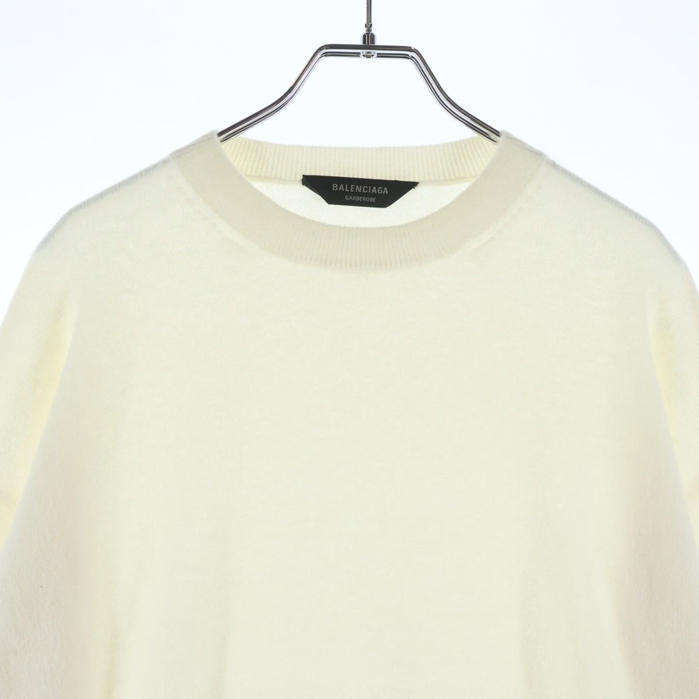 BALENCIAGA(バレンシアガ) ロゴメタルプレート カシミヤニットセーター ホワイト 849950 T1765