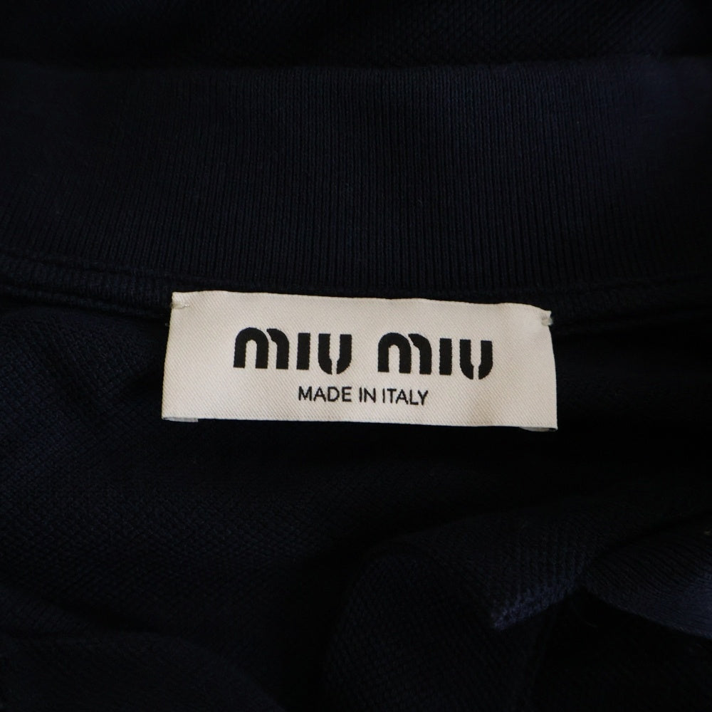 miumiu(ミュウミュウ) 胸ロゴ 半袖 鹿の子 ポロシャツ ネイビー MJN535 レディース