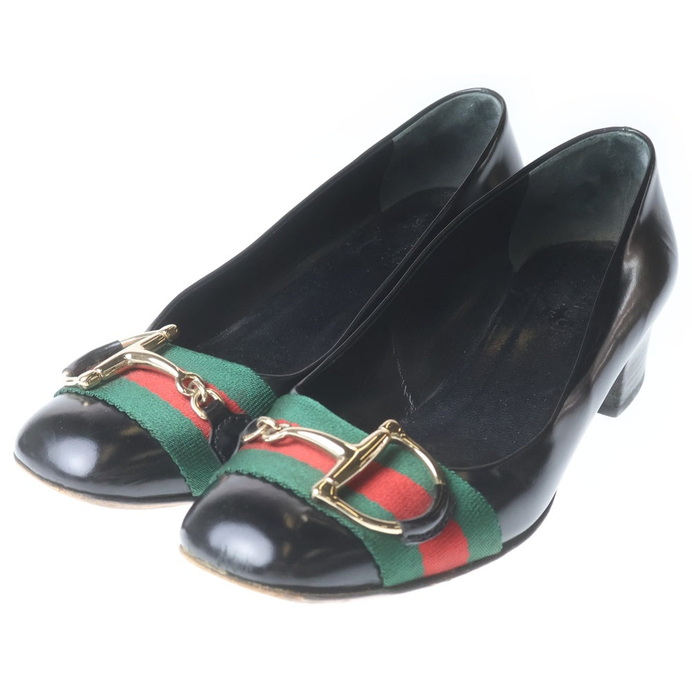 GUCCI(グッチ) シェリーライン ホースビット レザー ヒールシューズ ブラック レディース