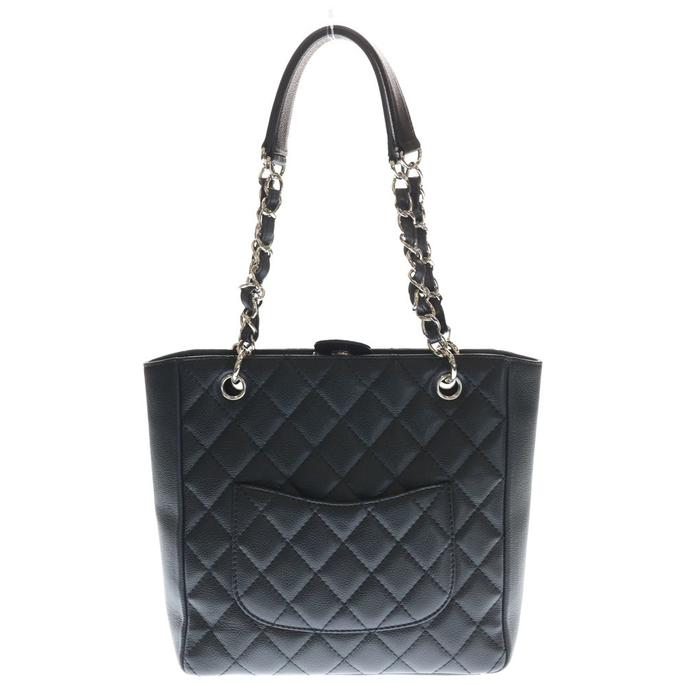 CHANEL(シャネル) PST デカココ チェーントートバッグ ブラック キャビアスキン シルバー金具 レディース