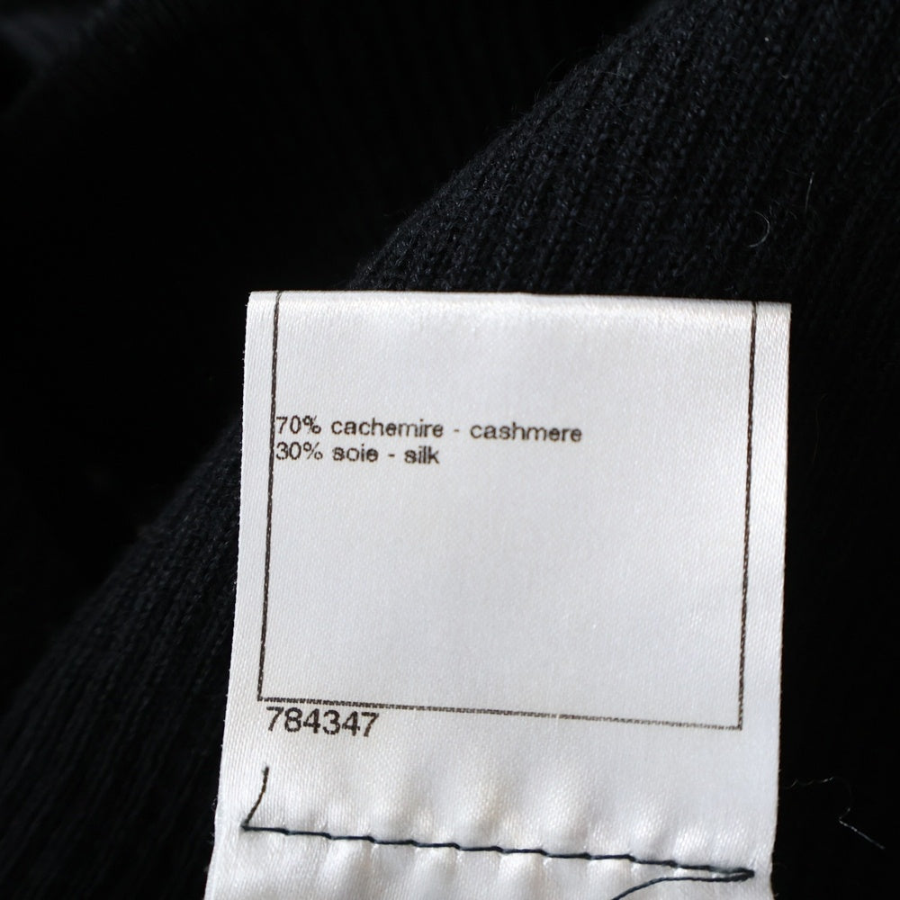 CHANEL(シャネル) 08AW ロゴボタン リブ切り替え デタッチャブルスリーブ クルーネック ニット セーター ブラック レディース P34282K00931