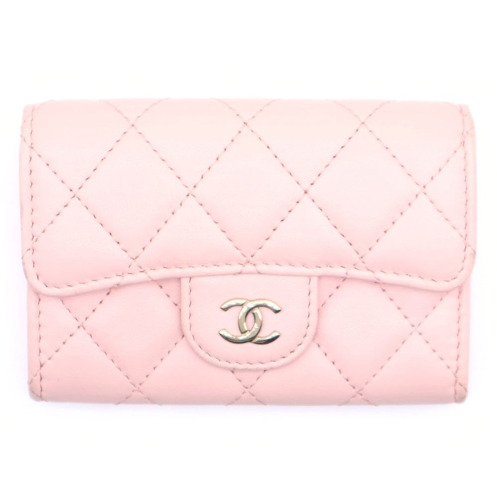 CHANEL(シャネル) マトラッセ キルティング カードケース 名刺入れ 小物入れ ピンク ラムスキン ゴールド金具 レディース