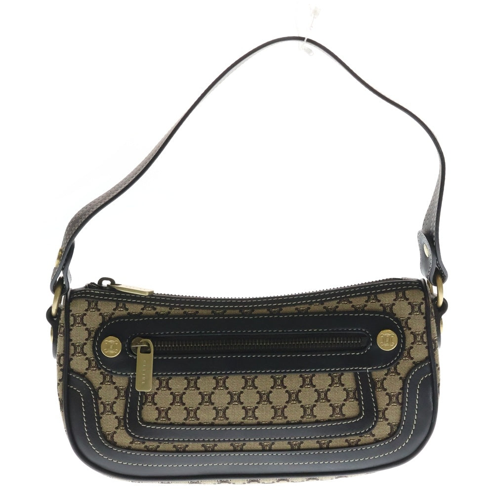 CELINE(セリーヌ) トリオンフ ワンショルダーバッグ ハンドバッグ ベージュ×ブラウン レザー×キャンバス ゴールド金具 レディース