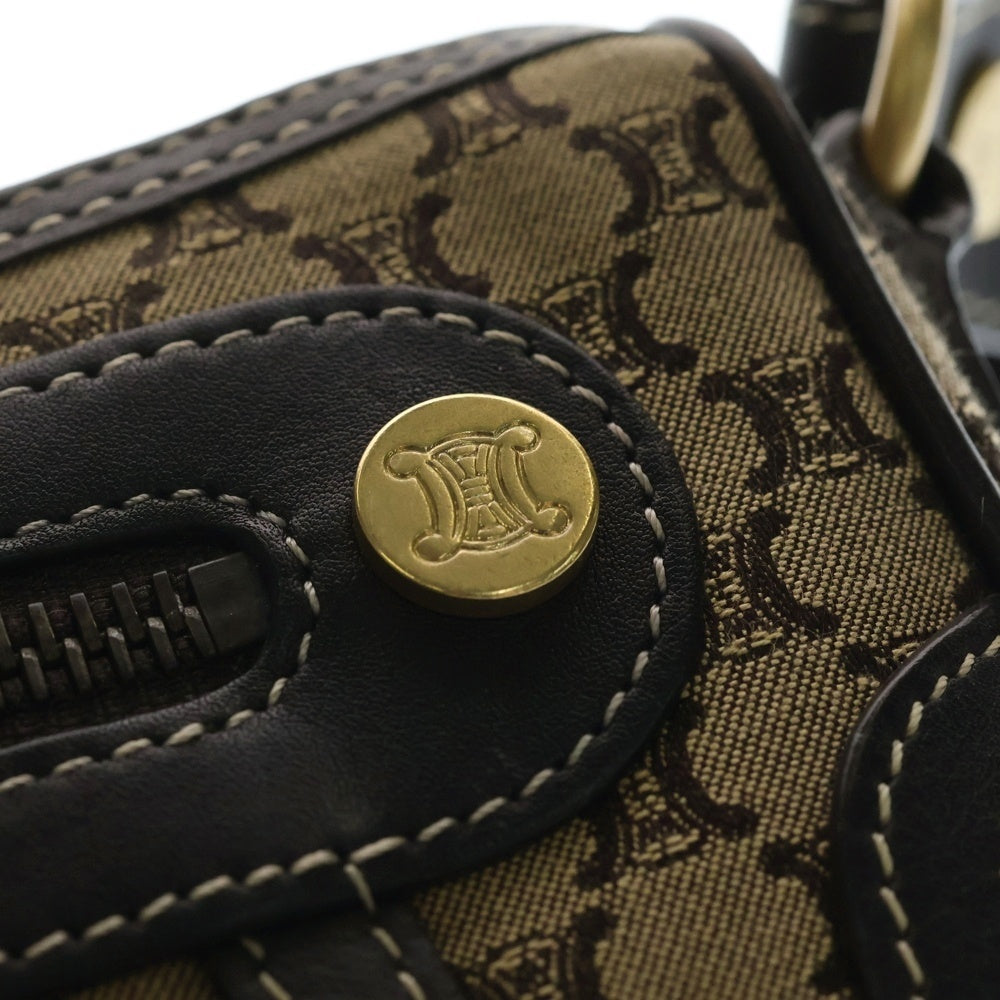 CELINE(セリーヌ) トリオンフ ワンショルダーバッグ ハンドバッグ ベージュ×ブラウン レザー×キャンバス ゴールド金具 レディース