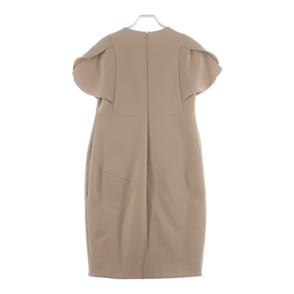 YOKO CHAN(ヨーコ チャン) パール装飾 ペタルスリーブ 半袖 ワンピース ベージュ レディース