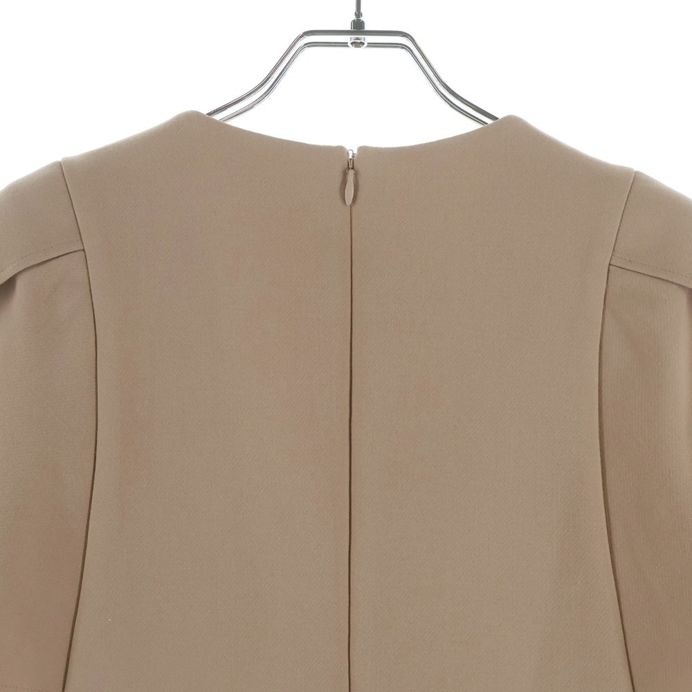 YOKO CHAN(ヨーコ チャン) パール装飾 ペタルスリーブ 半袖 ワンピース ベージュ レディース