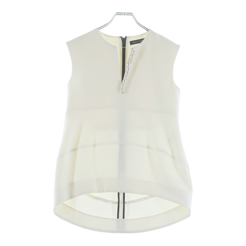 YOKO CHAN(ヨーコ チャン) パール装飾 ノースリーブ ミディアムワンピース ドレス ホワイト レディース