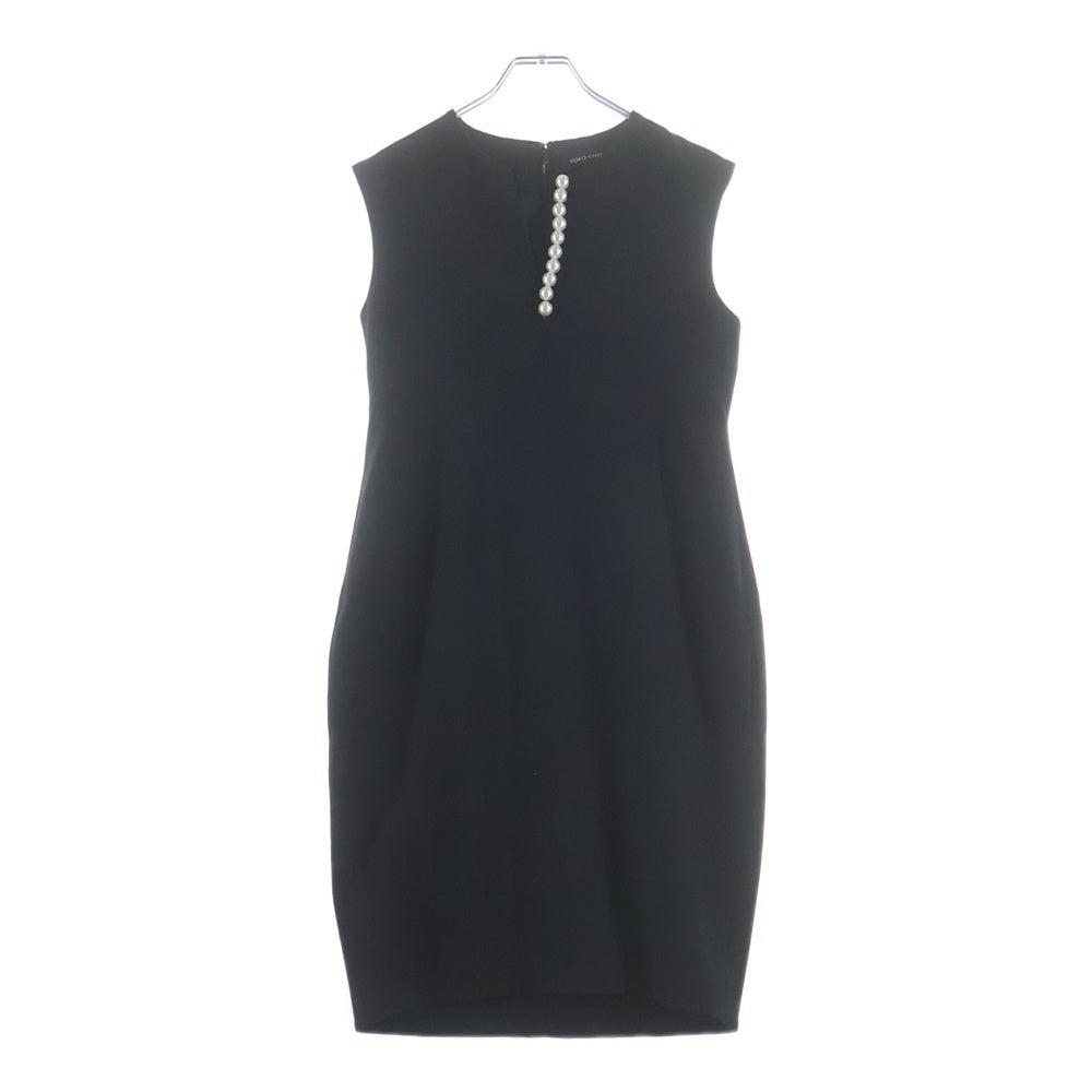 YOKO CHAN(ヨーコ チャン) パール装飾 ノースリーブ ミディアムワンピース ドレス ブラック レディース