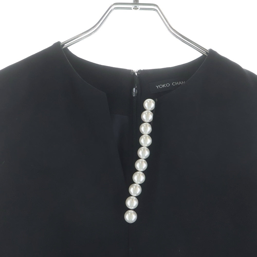 YOKO CHAN(ヨーコ チャン) パール装飾 ノースリーブ ミディアムワンピース ドレス ブラック レディース